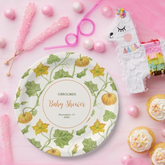 waterverf pompoenpatroon papieren bordje (Feest)