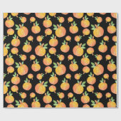 Waterverf pompoenpatroon zwarte achtergrond cadeaupapier (Vlak)