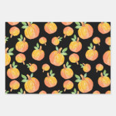 Waterverf pompoenpatroon zwarte achtergrond inpakpapier vel (Voorkant)