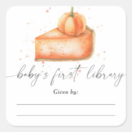 Waterverf pompoentaart - Baby Shower ex-libris Vierkante Sticker