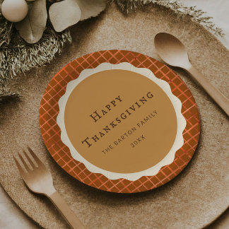 Waterverf Pompoentaart Gelukkig Thanksgiving Papieren Bordje