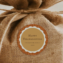Waterverf Pompoentaart Gelukkig Thanksgiving Ronde Sticker