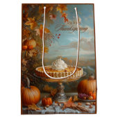 Waterverf pompoentaart Happy Thanksgiving Medium Cadeauzakje (Achterkant)