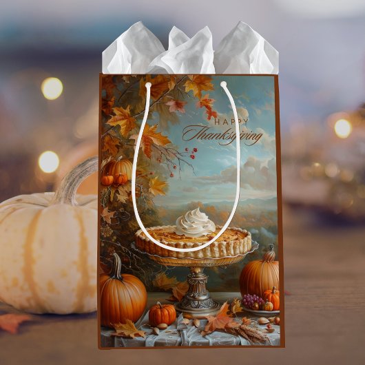 Waterverf pompoentaart Happy Thanksgiving Medium Cadeauzakje