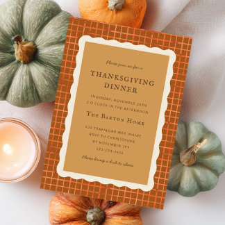Waterverf Pompoentaart Thanksgiving-diner Kaart