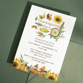 Waterverf Pompoentaart Thanksgiving-diner Kaart