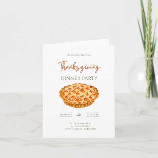 Waterverf Pompoentaart Thanksgiving Dinnerfeest (Voorkant)