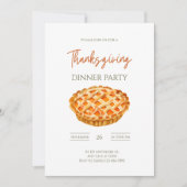 Waterverf Pompoentaart Thanksgiving Dinnerfeest Kaart (Voorkant)