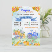 Waterverf pompoentractor Baby shower Kaart (Staand voorkant)