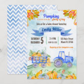 Waterverf pompoentractor Baby shower Kaart (Voorkant / Achterkant)