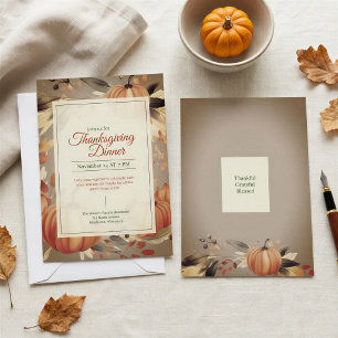 Waterverf Pompoenveld Friendsgiving Thanksgiving Kaart