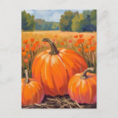 Waterverf pompoenveld herfstloof briefkaart (Voorkant)