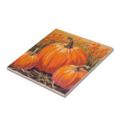 Waterverf pompoenveld herfstloof tegeltje (Zijkant)