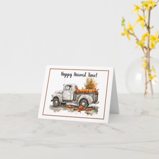 Waterverf pompoenwagen Happy Harvest Time Kaart (Gele Bloem)