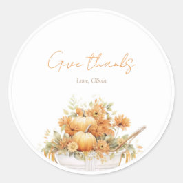 Waterverf pompoenwagen rond Baby shower Ronde Sticker