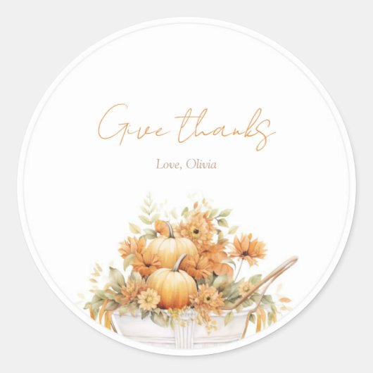 Waterverf pompoenwagen rond Baby shower Ronde Sticker (Voorkant)