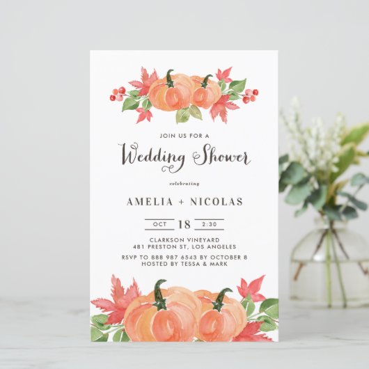 Waterverf pompoenweduwingshower-uitzending (Staand voorkant)