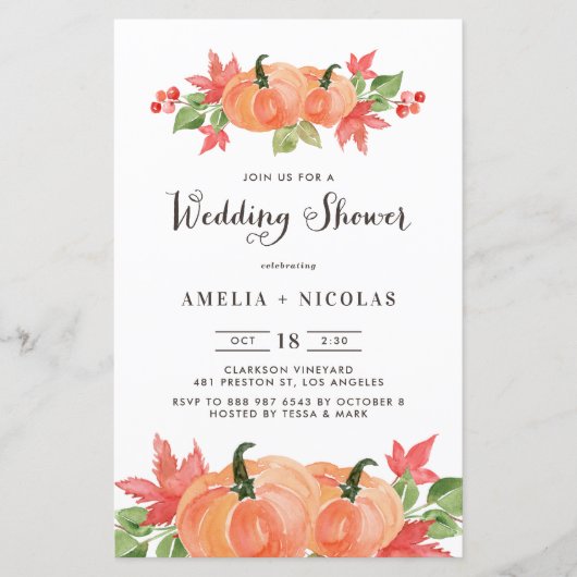 Waterverf pompoenweduwingshower-uitzending (Voorkant)