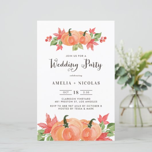 Waterverf pompoenweduwingshower-uitzending (Staand voorkant)