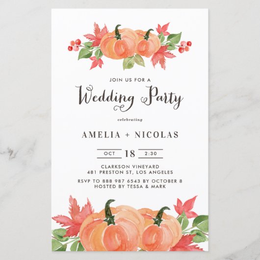 Waterverf pompoenweduwingshower-uitzending (Voorkant)