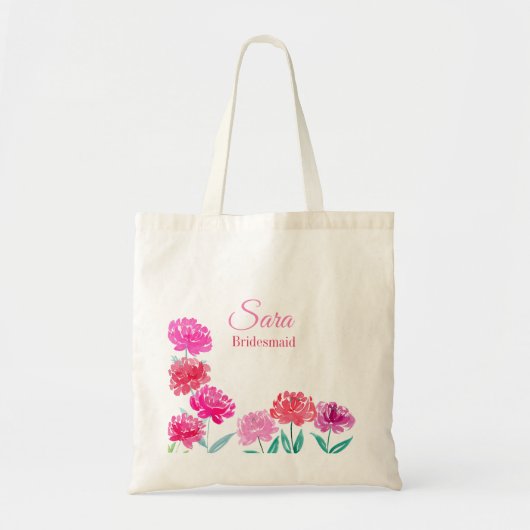 Waterverf ponden gepersonaliseerde bridesmaïde tote bag (Voorkant)