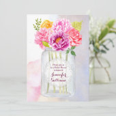 Waterverf ponden Rozen Rustic Mason Jar Wedding Kaart (Staand voorkant)