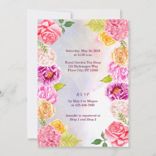 Waterverf ponden Rozen Rustic Mason Jar Wedding Kaart (Achterkant)