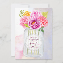 Waterverf ponden Rozen Rustic Mason Jar Wedding