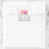 Waterverf ponden Rozen Rustic Mason Jar Wedding Vierkante Sticker (Tas)