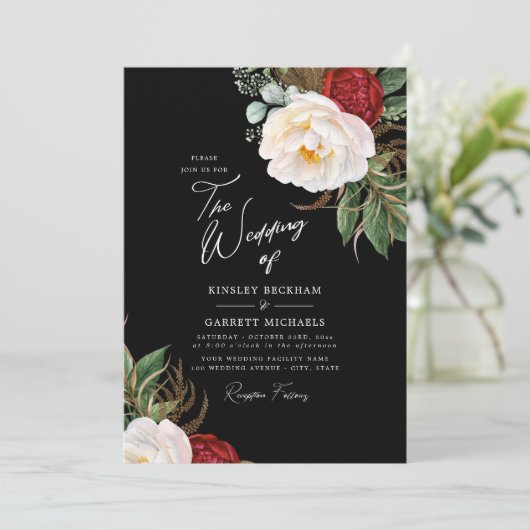 Waterverf Ponies  Black Wedding Kaart (Staand voorkant)