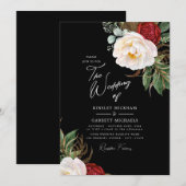 Waterverf Ponies  Black Wedding Kaart (Voorkant / Achterkant)