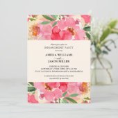 Waterverf Ponies Floral Engagement Party Kaart (Staand voorkant)