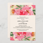 Waterverf Ponies Floral Engagement Party Kaart (Voorkant / Achterkant)