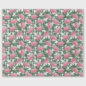 Waterverf Ponies Floral Pattern Med Pink | wit Cadeaupapier (Vlak)