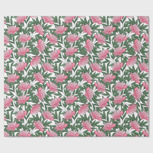 Waterverf Ponies Floral Pattern Med Pink | wit Cadeaupapier (Vlak)