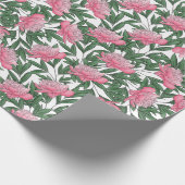 Waterverf Ponies Floral Pattern Med Pink | wit Cadeaupapier (Hoek)