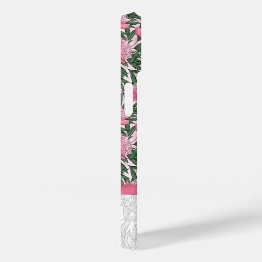 Waterverf Ponies Floral Pattern Roze Monogram Case-Mate iPhone Case (Achterkant / Rechts)