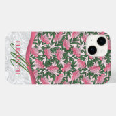 Waterverf Ponies Floral Pattern Roze Monogram Case-Mate iPhone Case (Achterkant (horizontaal))