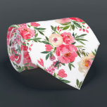 Waterverf Ponies Floral Summer Stropdas<br><div class="desc">Mannen heeft een roze waterverf met groene en wilde bloemen op een witte achtergrond. MEER OBJECTEN in onze winkel.</div>