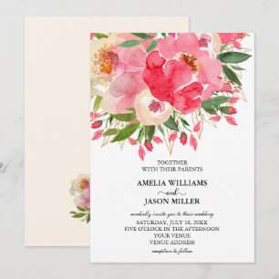 Waterverf Ponies Floral Wedding Invitations