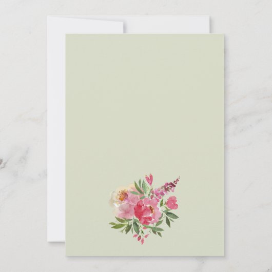 Waterverf Ponies Floral Wedding Invitations (Achterkant)