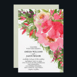 Waterverf Ponies Floral Wedding Invitations<br><div class="desc">Elegante pinda's en tuinbloemen in tinten roze en crème, met uw tekst in het teken van de kerkletters op deze trouwuitnodigingen. De rug van de uitnodiging is lichtgroen of om het even welke kleur u kiest (gebruik onze ontwerphulpmiddelen om het te veranderen.) Als je van dikker papier houdt, gebruik je...</div>