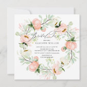 Waterverf Ponies Floral Wreath Bridal Tea Kaart (Voorkant)