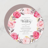 Waterverf Ponies Floral Wreath Wedding Invite Kaart (Voorkant / Achterkant)