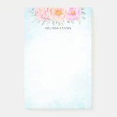Waterverf Ponies Rozen Pink Turquoise Floral Post-it® Notes (Voorkant)