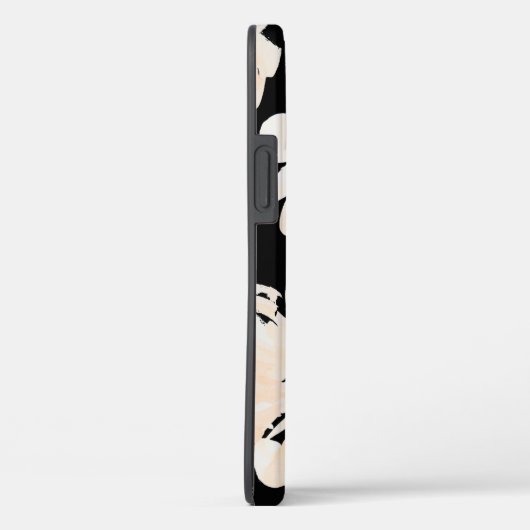 Waterverf pony bloeit in zwarte speck iPhone case (Achterkant / Rechts)