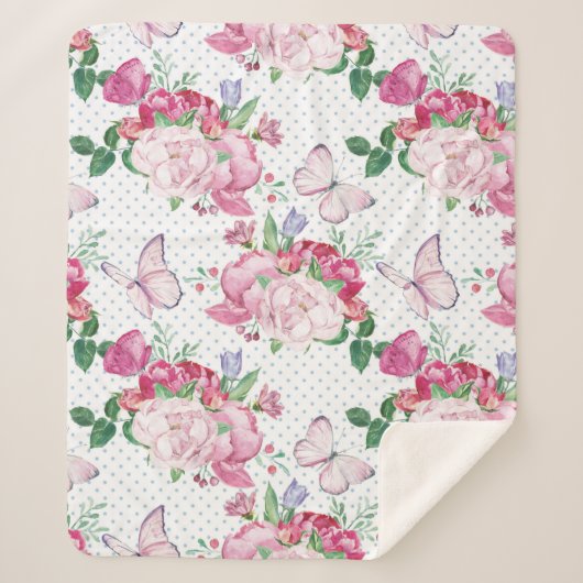 waterverf pony, waterverf vlinder sherpa deken (Voorkant)