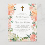 Waterverf pony's en Rozen Eerste Heilige Communie Uitnodiging Briefkaart (Voorkant)