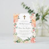 Waterverf pony's en Rozen Eerste Heilige Communie Uitnodiging Briefkaart (Staand voorkant)