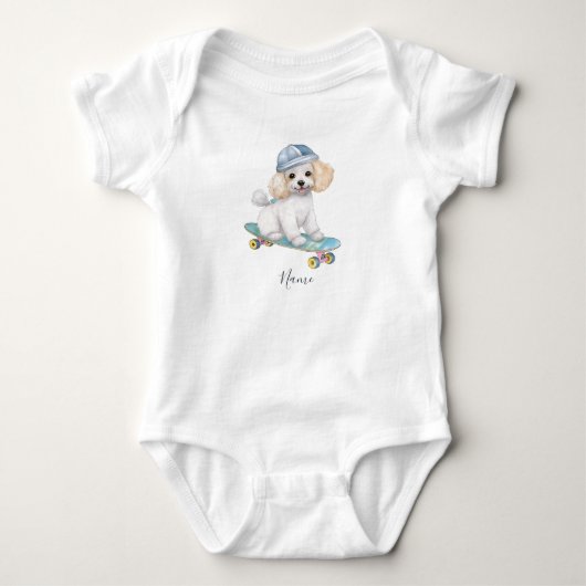 Waterverf Poodle Baby Bodysuit (Voorkant)